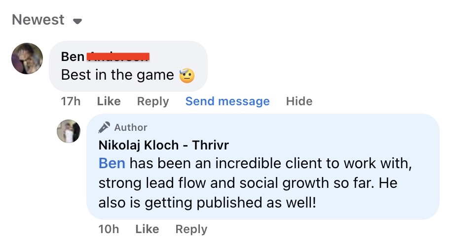 best in the game facebook comment