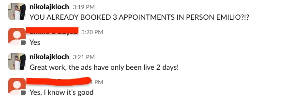 Three appointments booked two days in