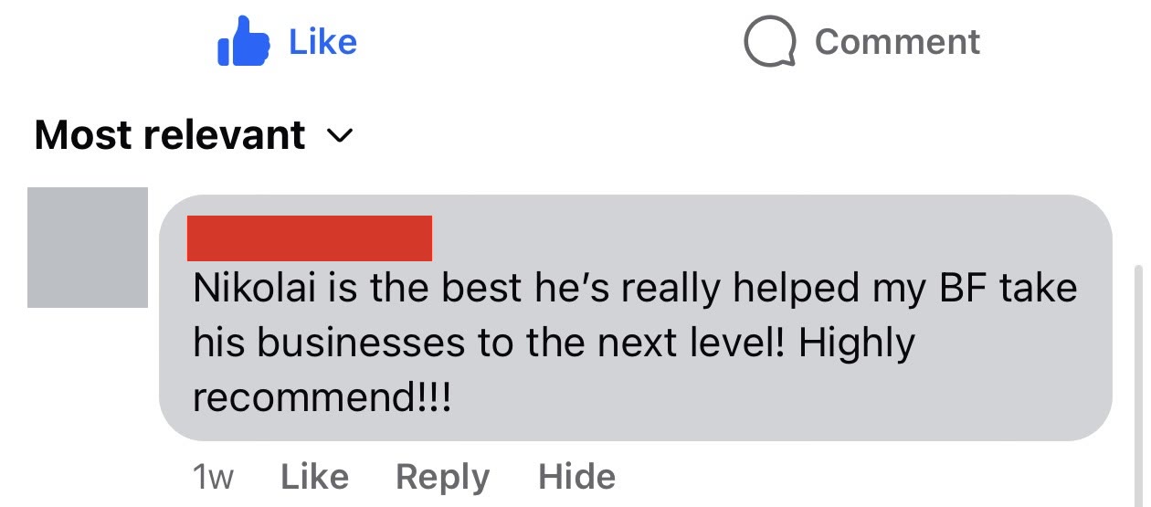 highly recommend facebook comment